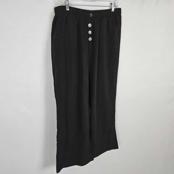 Bloomchic Pants Women's 1X Button Accent Elastic Waist Pocket Black NWT - Picture 12 of 15